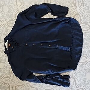 Mens Tailor Vintage Blue Shirt XXL Long Sleeve Collared CONNECTICUT ORIGINALS